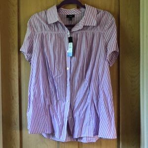 Lavender striped blouse.